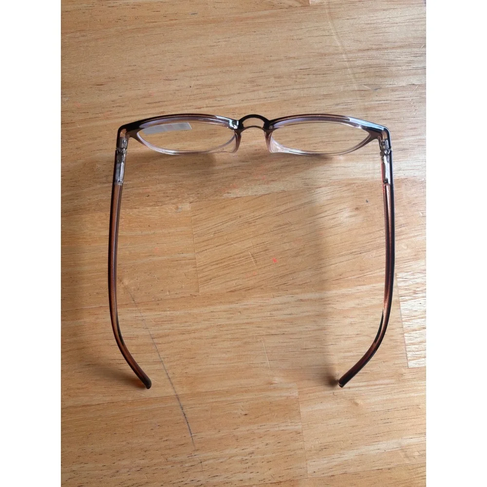 Designed in Italy Blue Light Glasses Unisex OS Brown Gradient NEW Round Frame